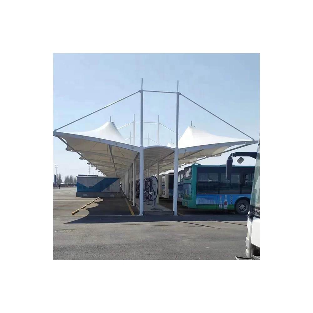 Good quality PTFE PVDF tensile membrane structure for bus/car parking manufacturer
