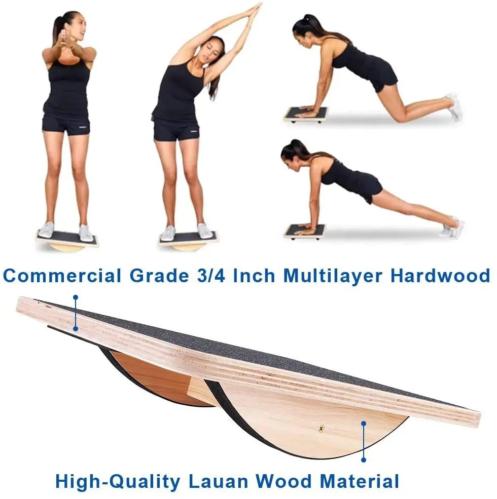 Wholesale Fitness Stability Solid Wooden Rectangle Training Wobble Rocker Balance Board Balancing toys