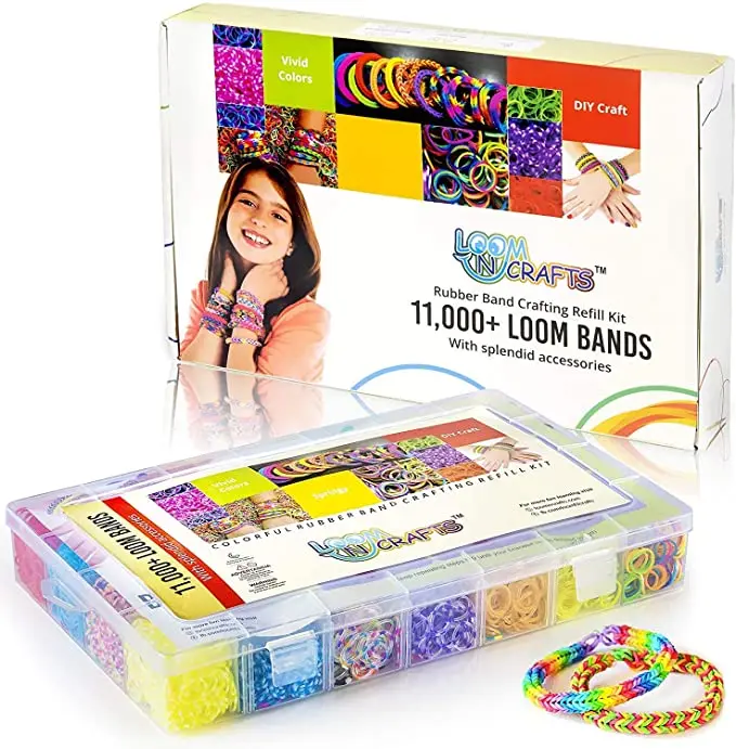 11000+ Colorful Loom Bands Set , Premium Rubber Bands for Bracelet Making Kit DIY Band Bracelet Mega Refill Kit Girls