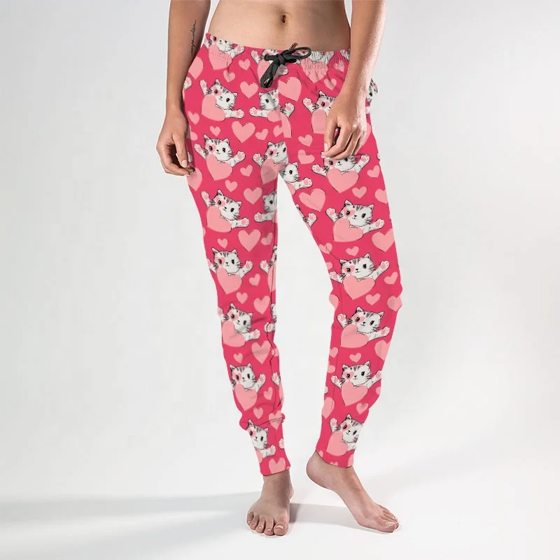 Winter High Fashion Sweat Wicking Sports Yoga Sweatpants Love Printed Jogging Pants Women Yoga Joggers