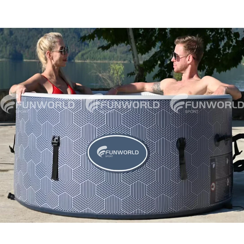 Funworldsport Portable Spa 4 Person Spa Swimming Pool Outdoor Hot Tub Inflatable