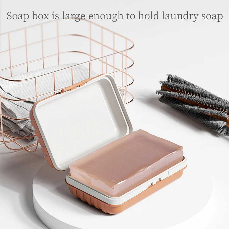Nordic style rectangle portable hotel shower flip travel soap bar stand case box bathroom plastic soap dish holder