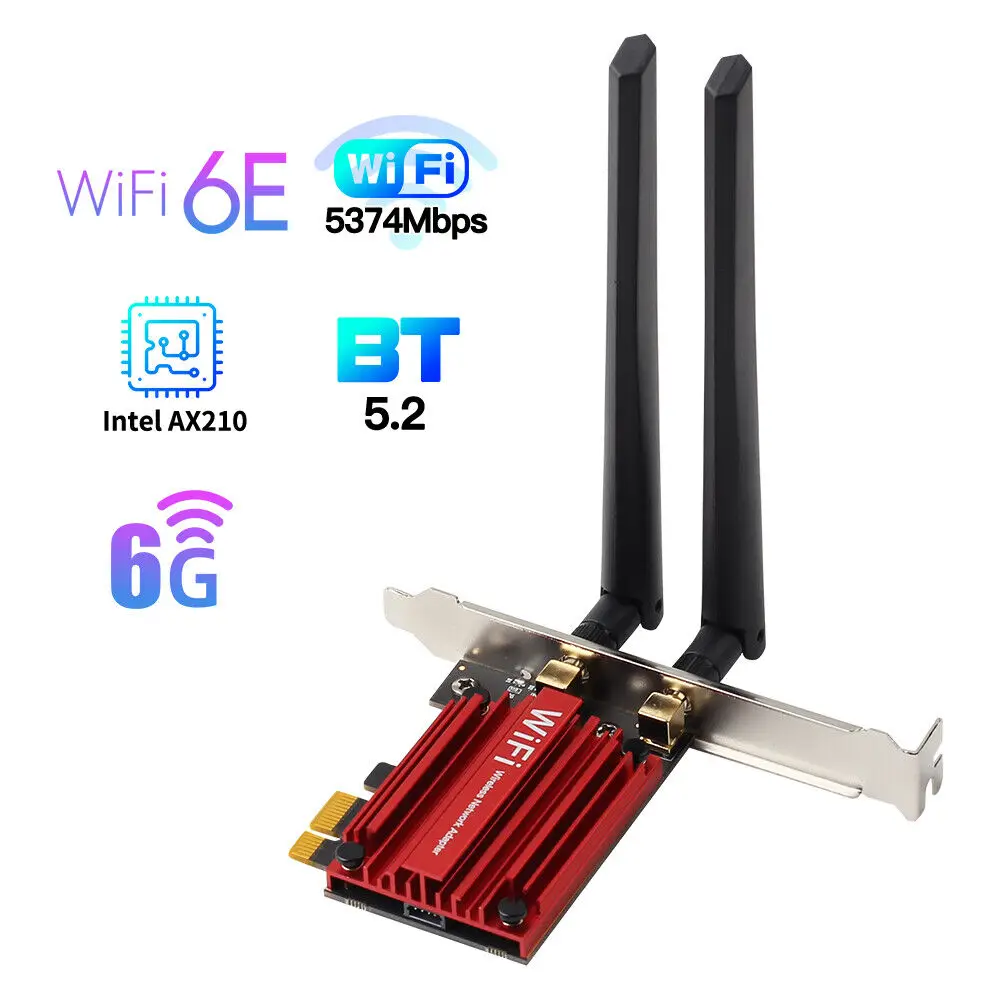 5374 Мбит/с Wi-Fi, 6E PCI-E беспроводная сетевая карта AX210 802.11AX 3000 Мбит/с Dual Band PCI e Wi-Fi 6 Адаптерная плата PCIE Bluetooth 5,2 ПК WIN 10
