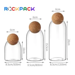 500ml 800ml 1200ml Empty glass home use food canned sugar coffee storage jars with cork ball lid
