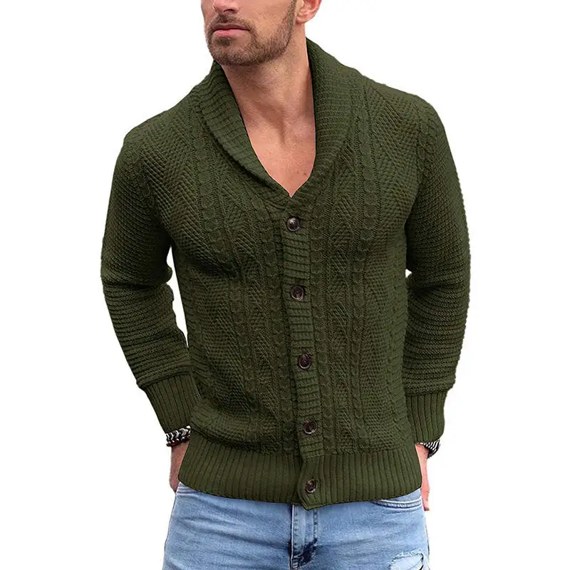 Wholesale knitted fashion men clothes knit pullover solid color cable knit sweater men long cardigan sweater