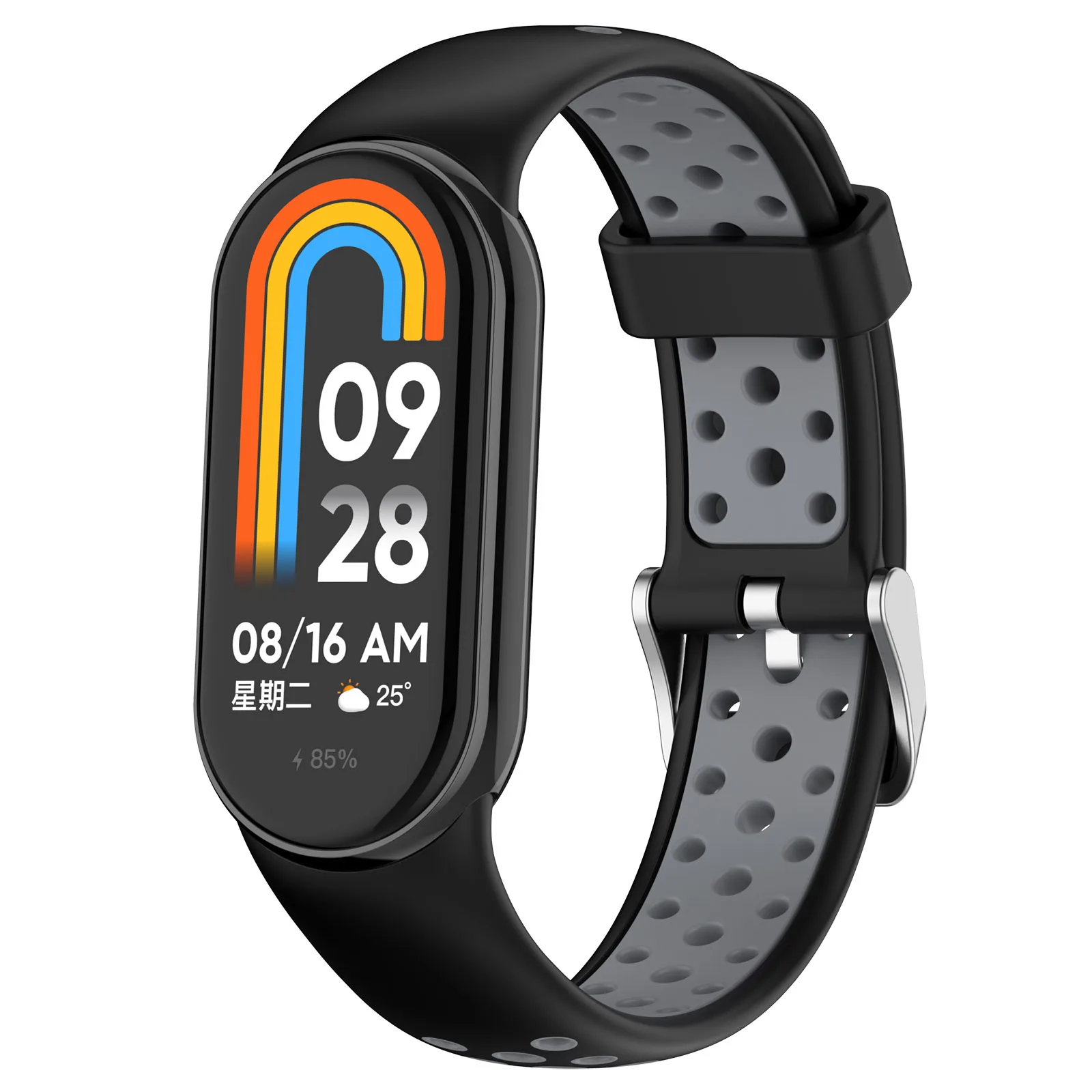 M8 Sport Bracelet Replacement Wristband Stainless Steel Connector Silicone Watch Band  for Xiaomi Mi Band 8