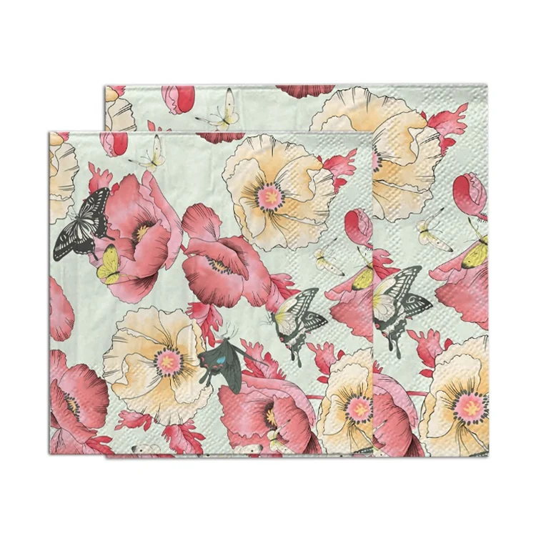 
 Декоративные бумажные декоративные салфетки для свадьбы с цветочным принтом  