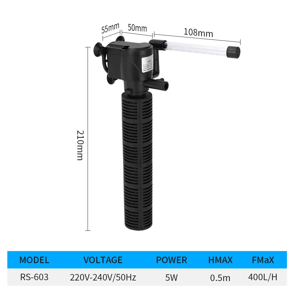 Mini 3-in-1 Rain Shower Aquarium Filter Adjustable Pump Noise Reduction Design Built-in Filter Pump Plastic Small Fish Water Use
