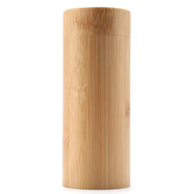 Fancy Round Wood Lid Cylinder Boxes Tube Packaging Paper for Tea Coffee Bamboo Box Round Sunglasses Bamboo Box