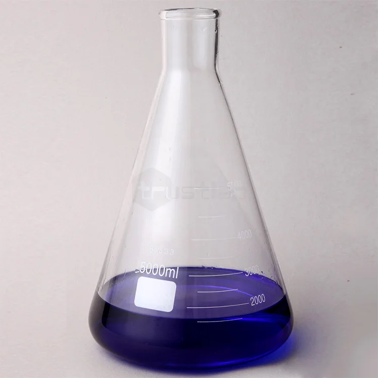 custom logo conical flask used in laboratory glassware bottom flask 100ml 250ml 500ml 1000ml 5000ml conical flask