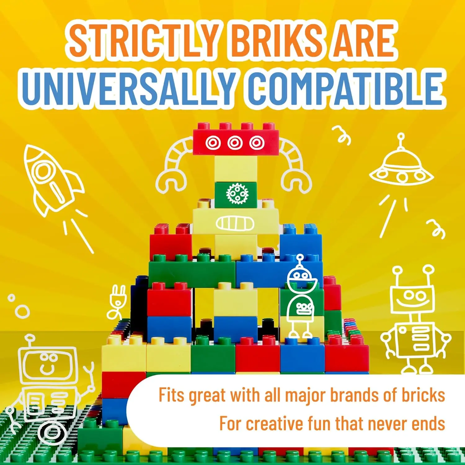 Игрушки Amazon из кирпича 108 шт. большие строительные блоки набор больших кубиков игрушки для детей в возрасте 3 + 100% совместимые со всеми основными брендами