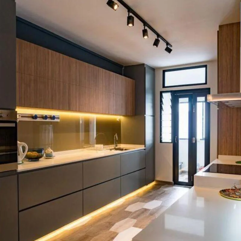 High end customized kitchen cabinet modern design island smart wood kitchen cabinets