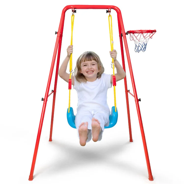 2 In 1 Indoor Recreation Outdoor Field Swing Seat and Basketball Stands Kids Toy Swings Set With Basketball Hoop