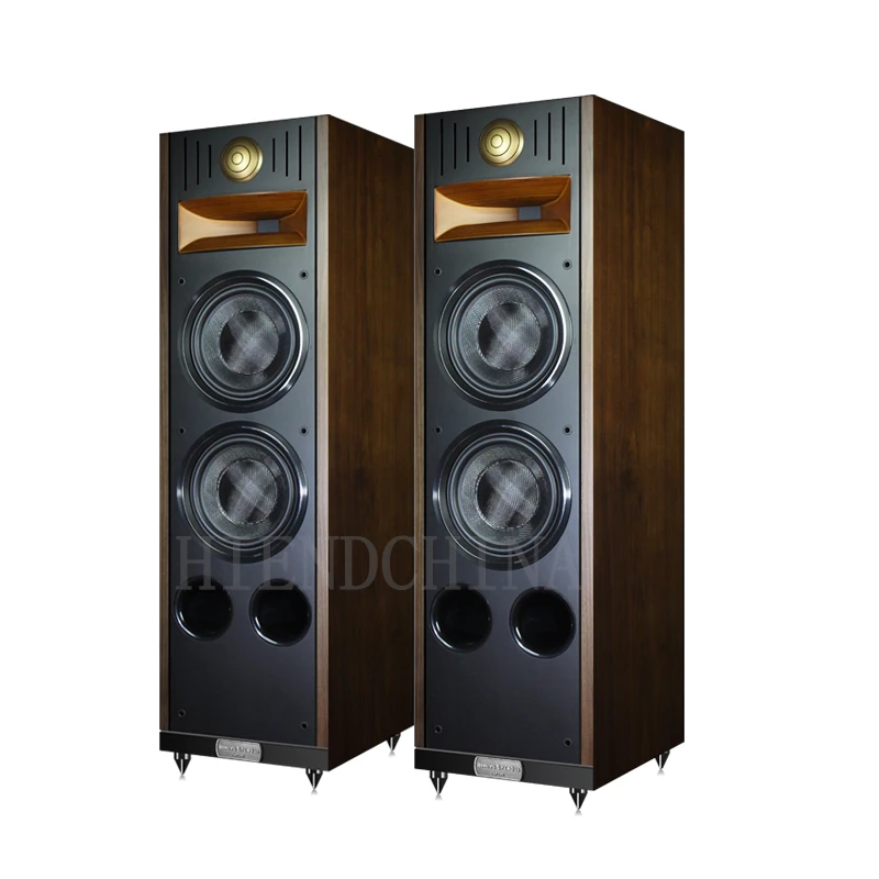 DHY-07 Dual 8-inch Three Frequency Loudspeaker Horn Speaker Household Wood Dual line Split Tone Design 80-180W/8ohm