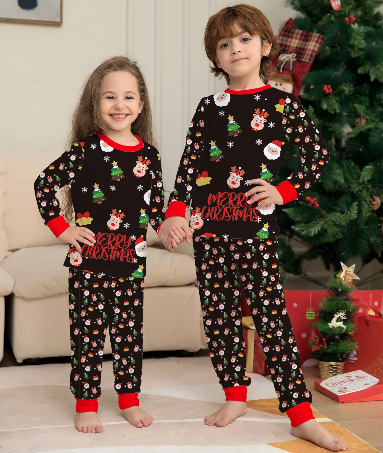 Christmas Winter Warm Soft Pyjamas Cartoon Sets Matching Christmas Pajamas for Family Pajamas Sets family matching outfits