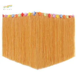 Wholesale high quality hot sale plastic pink hawaiian grass table skirt for party outdoor picnic dance halloween decorations
