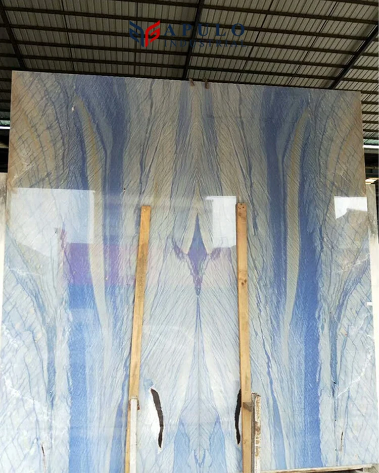 Luxury Natural Blue Azul Macauba Quartzite Sky Blue Marble With White Veins  for Background Wall and Flooring