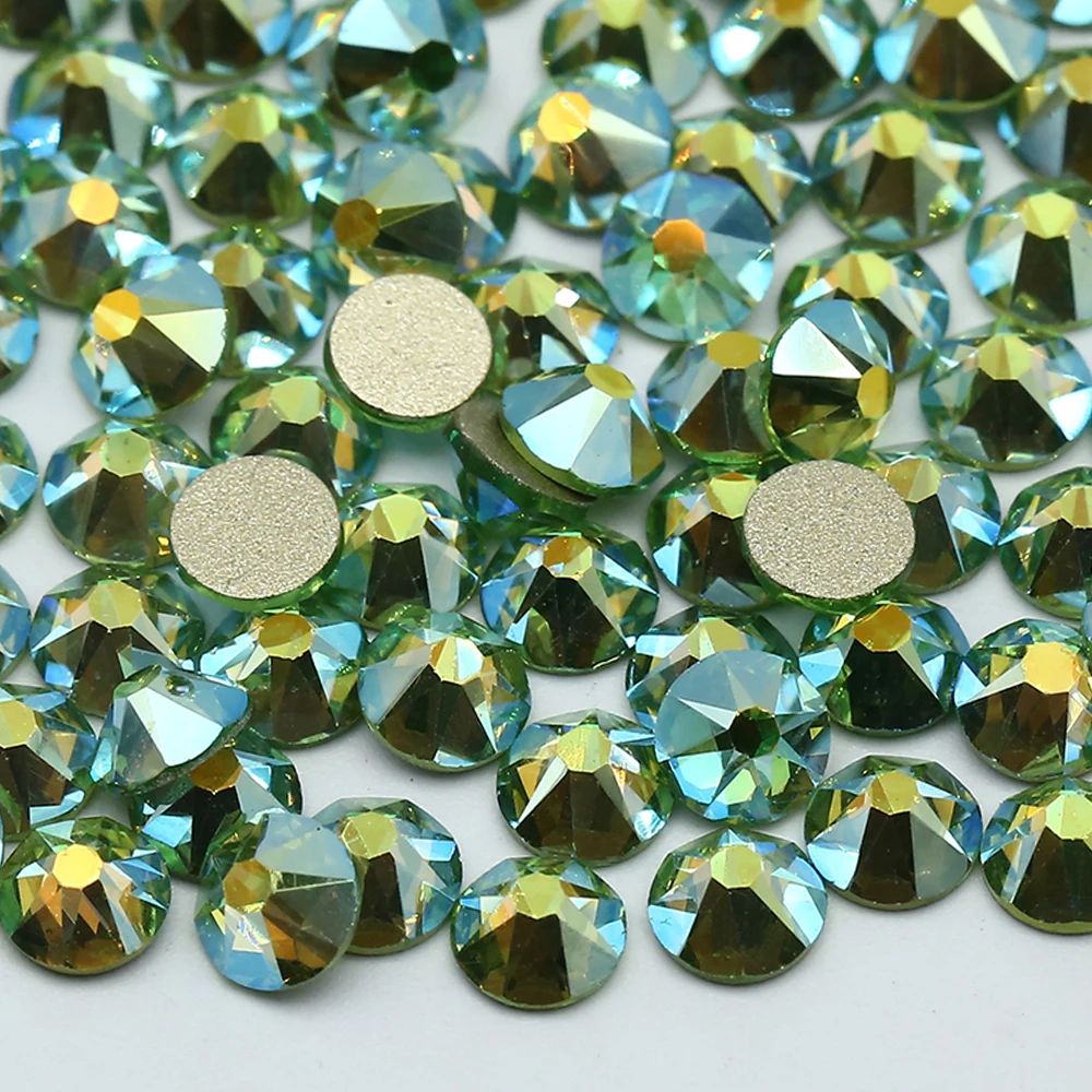 XULIN Shiny 16 Cut Facets SS16 SS20 SS30 Olivine AB Non Hotfix Round Flat Back Glass Rhinestones For Dress Clothing Applique