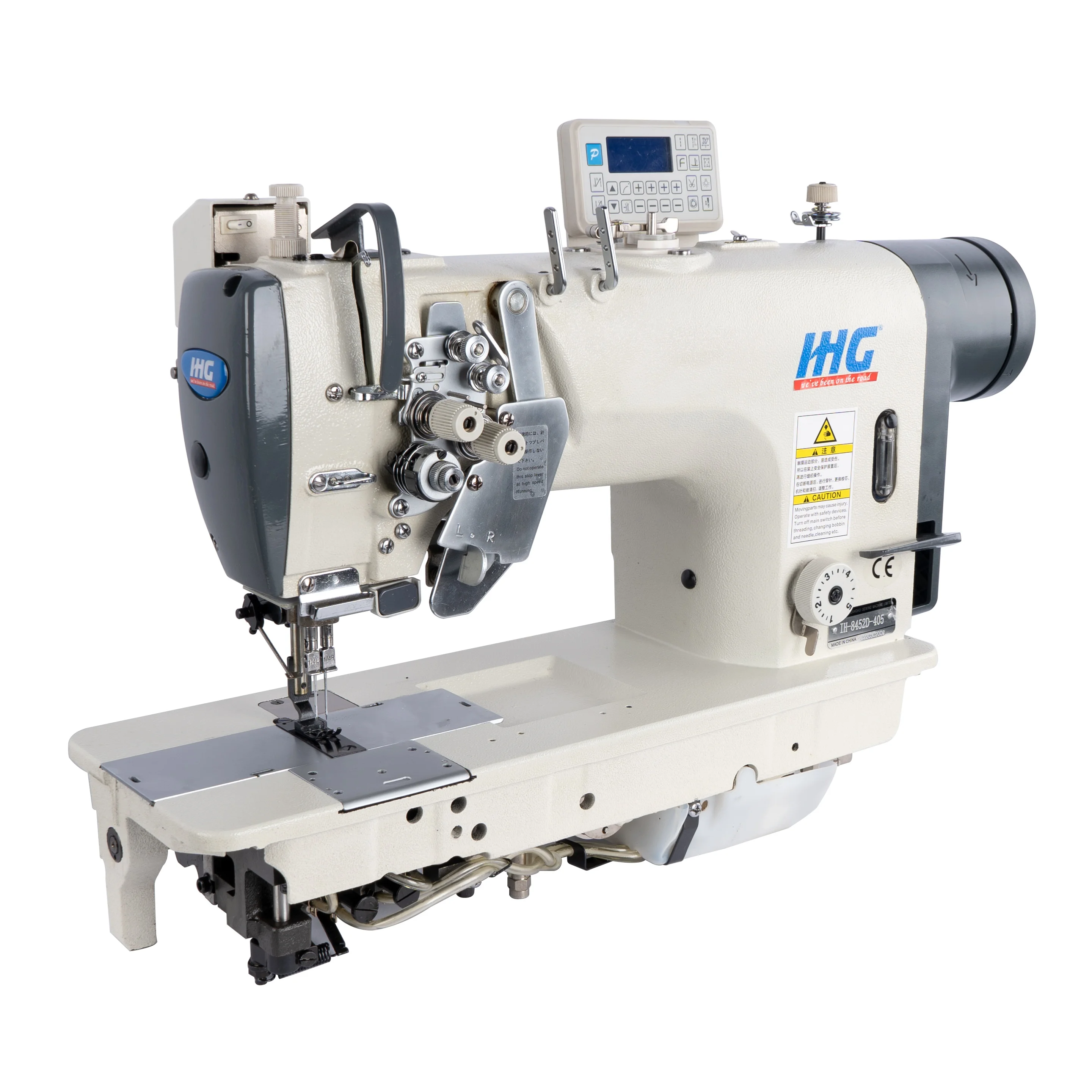 Garment Shops Large Hook Semi Dry Twin Needle Lockstitch Industrial Sewing Machine IHG