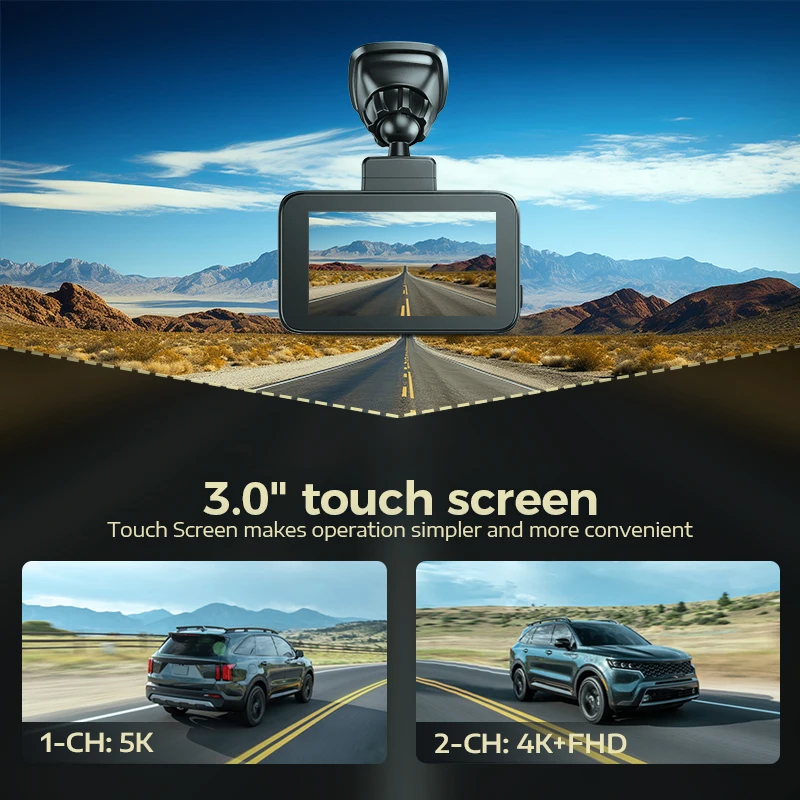 Arpha D25 Car Dual Camera 2CH Wifi Voice Control Dash Cam WDR With Super Night Vision 4K 1080P DashCam