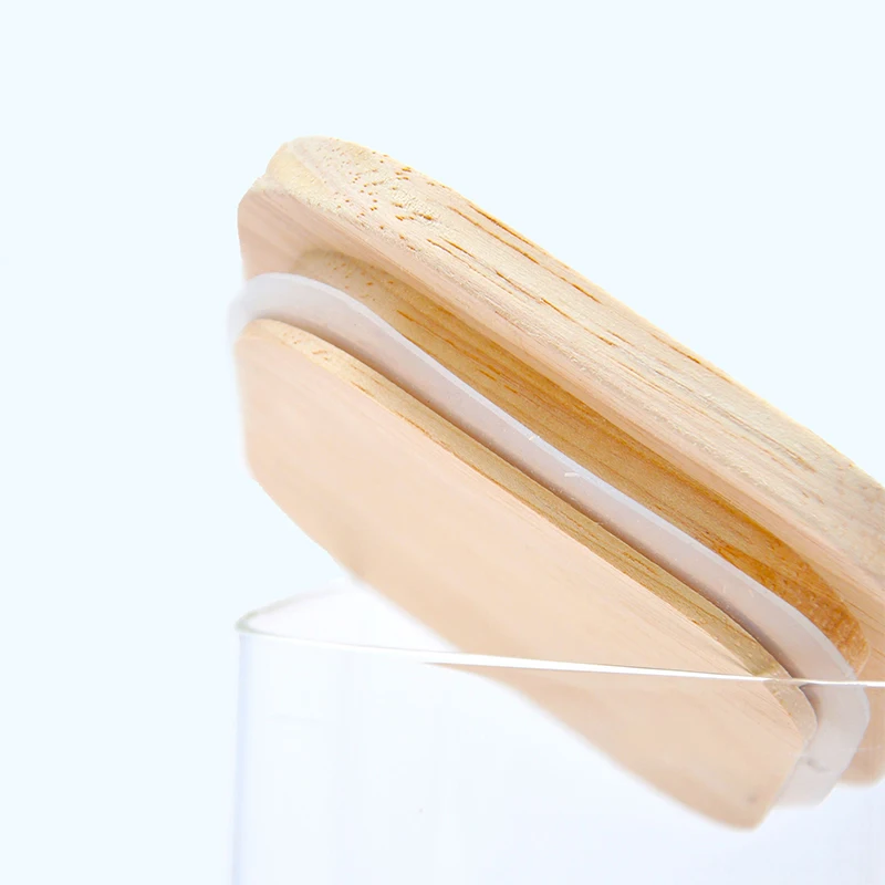 Borosilicate Bamboo Glass Canister Spice Jar Kitchen Food Glass Storage Jar With Bamboo Lid