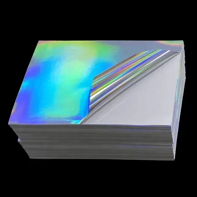 Holographic sticker sheets label a4 for printing 8.5x11 inch inkjet transparency hologram vinyl sticker paper.