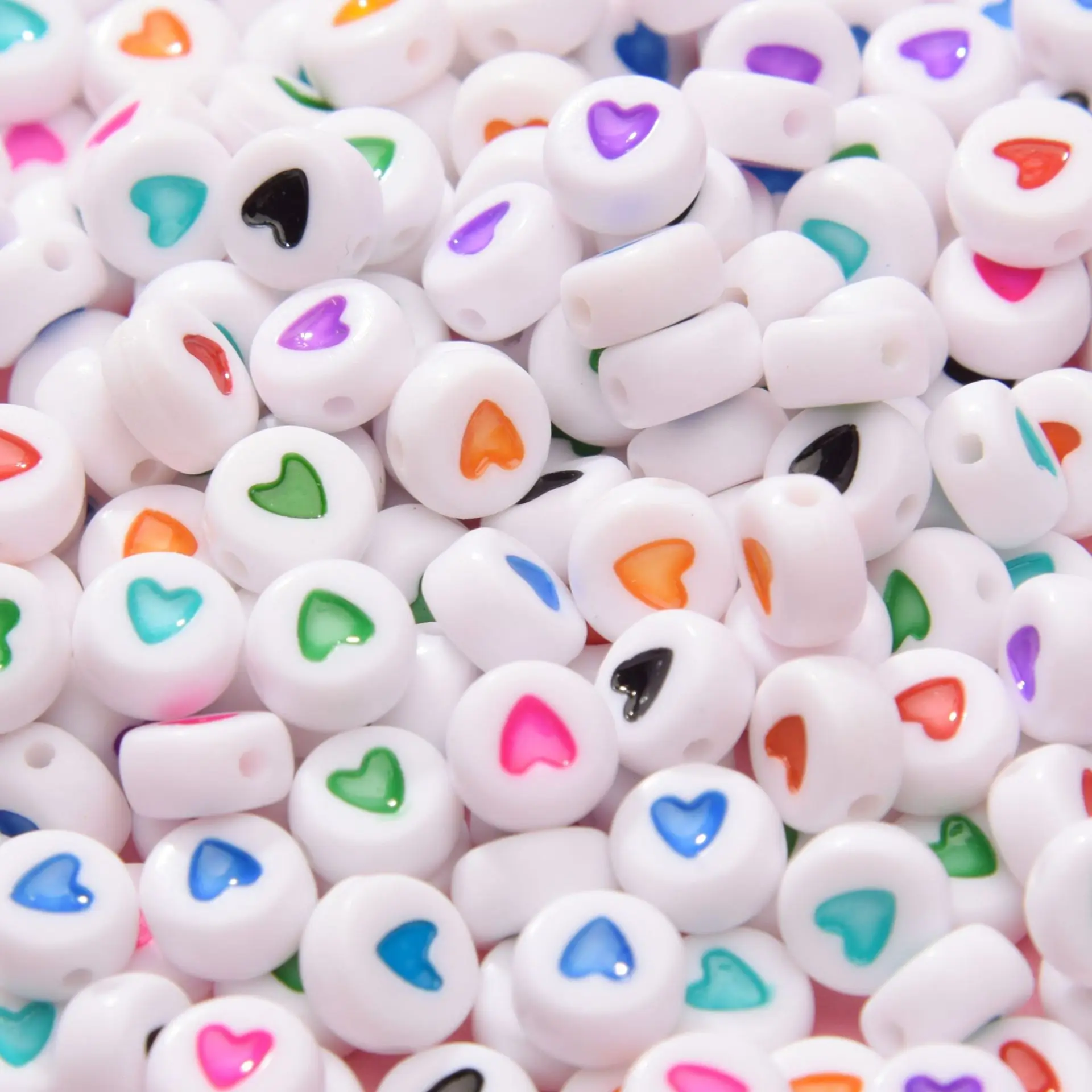 4x7mm 500g/Bag 25 Colors Red Heart  Fashion Jewelry Love Heart Acrylic Flat Round Beads for DIY Craft &Jewelry Making