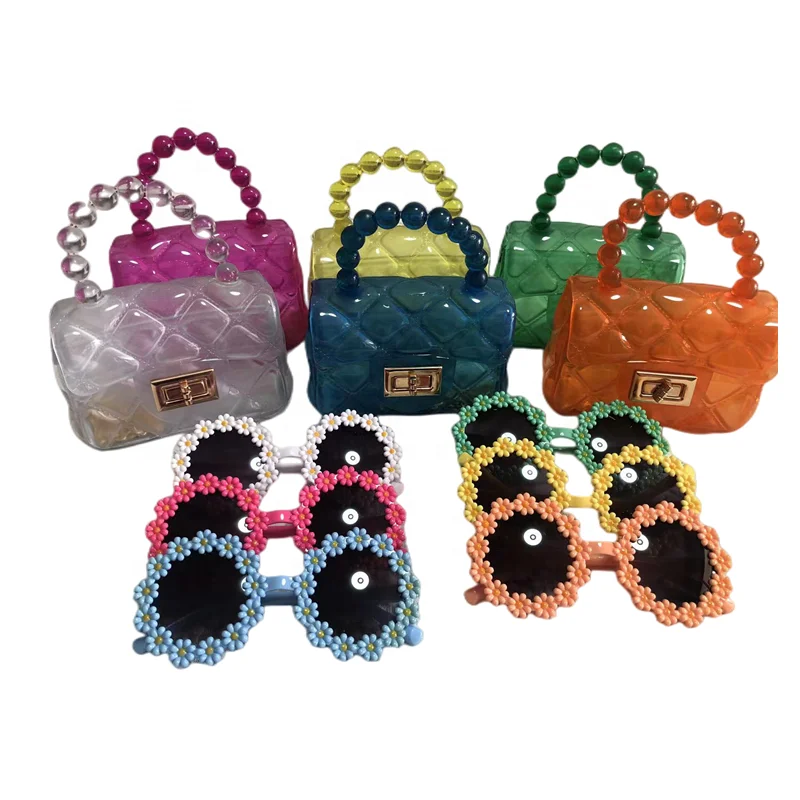 Free sample 2023 summer cute little girls jelly purse and sunglasses for kid purses and bag