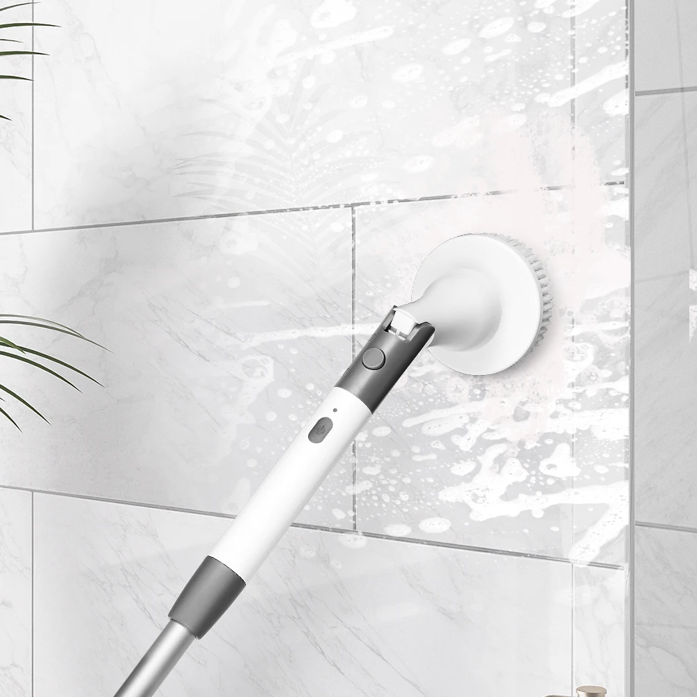 Adjustable Extension Handle Waterproof Bathroom Scrubber cordless Cleaning Brush Electric Spin Scrubber with Long Handle