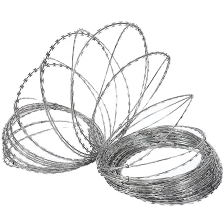 Low Price Galvanized Razor Blade Barbed Wire Roll & Galvanized Razor Wire Fence Designs