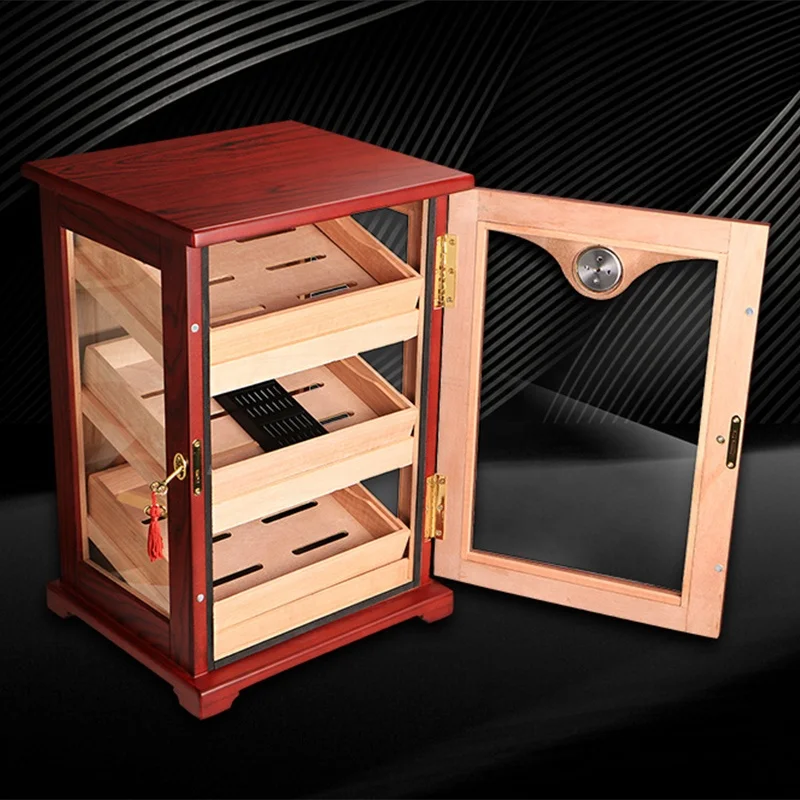 Large capacity wood Cedar cabinet three smoke alcohol pure constant humidity moisture profile matte