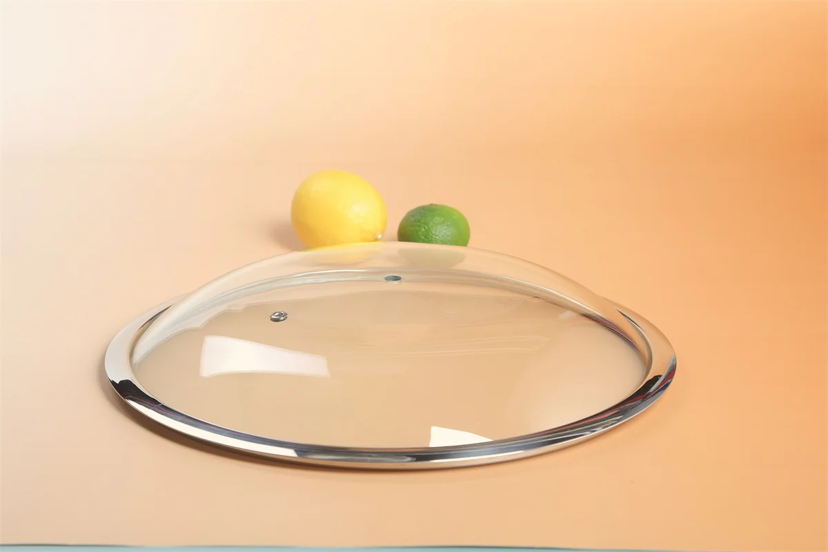 T type  high quality 304 stainless steel rim 4mm tempered glass lid with knob for  frying pan pots and cast iron cookware