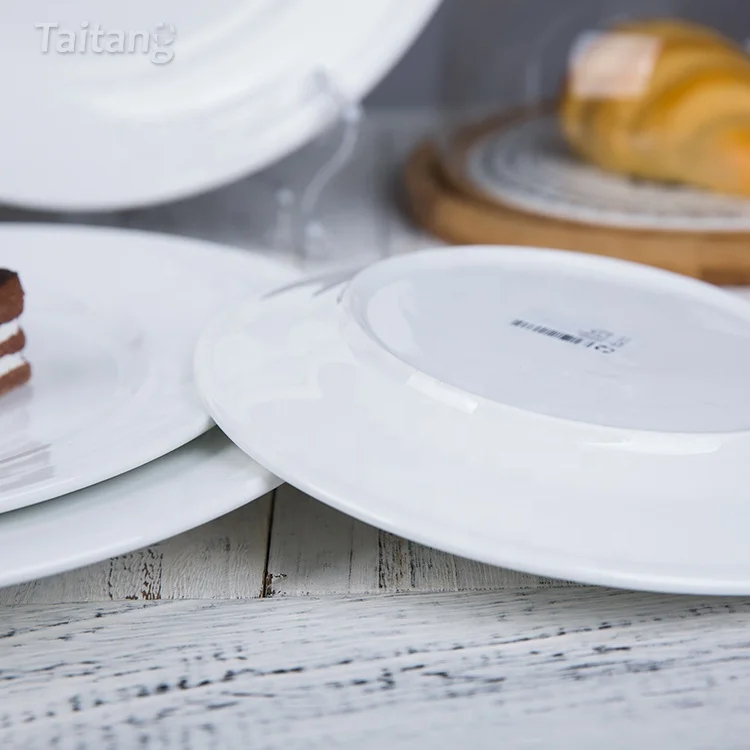 Hotel Restaurant Ceramic Dining Plate Set Porcelain White Catering Plates
