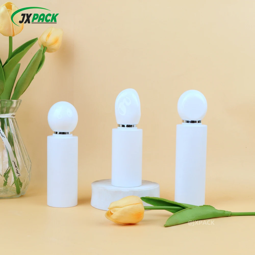 Cylindrical Green Frosted 80ml 100ml Plastic Packaging Set Skincare Cosmetics Cream Jar Lotion Toner Spray Pump Bottle