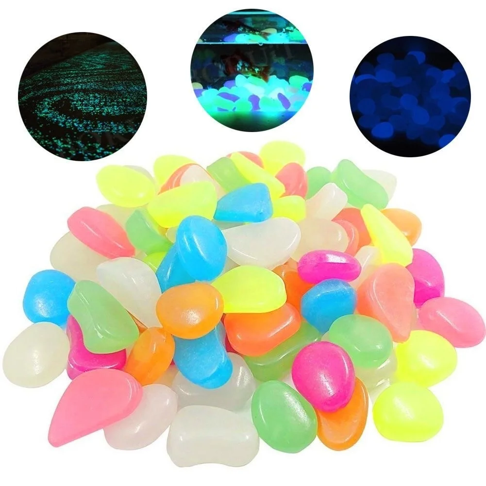 Mix Color Garden Decor Luminous Stones Glow In Dark Decorative Pebbles Outdoor Fish Tank  Aquarium