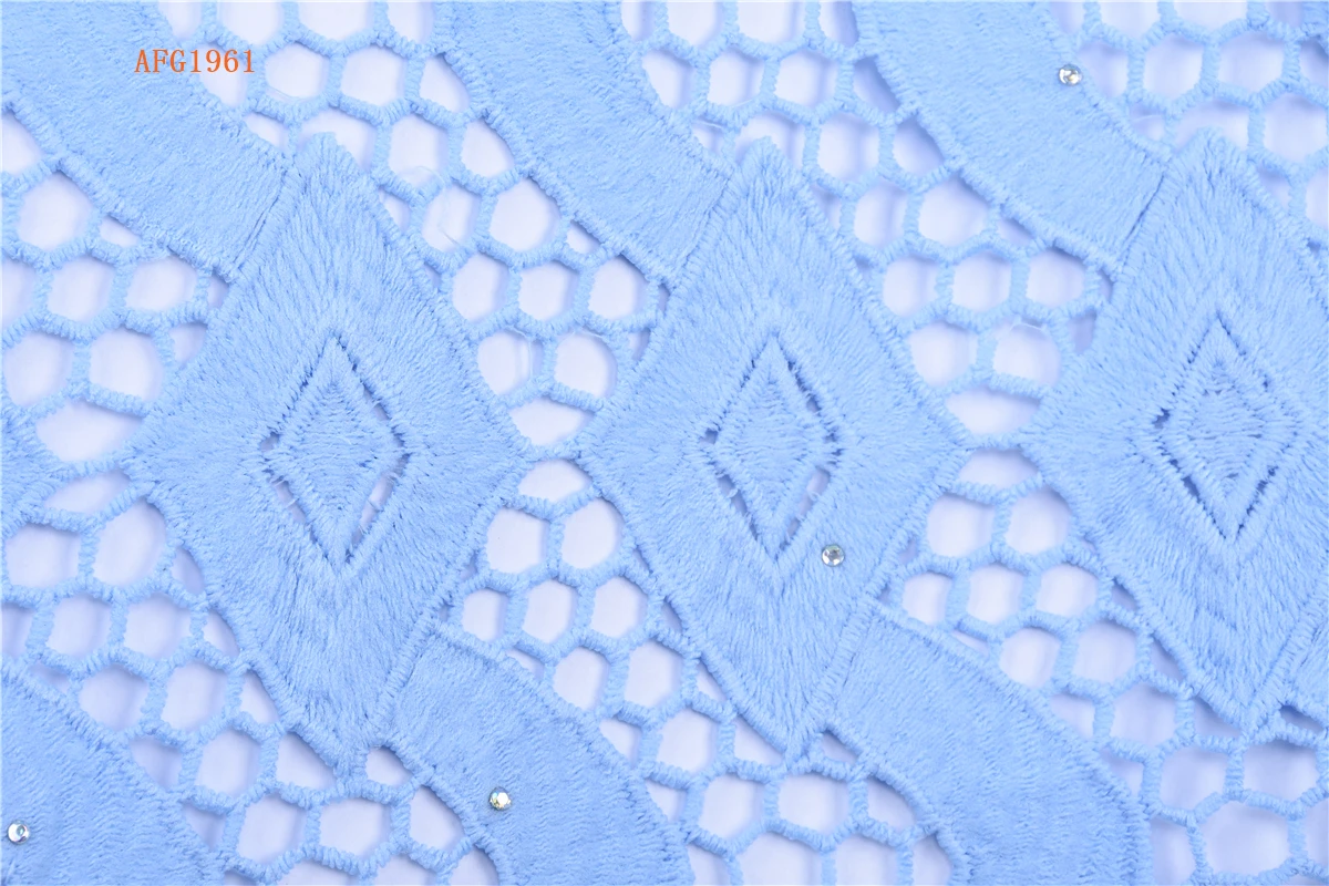 New Design Sky Blue Guipure Lace Fabric African Cord Lace Fabric High Quality Bridal Laces Embroidery Fabrics 1961