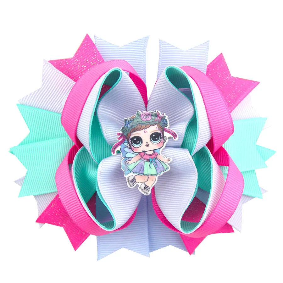 4.5' inspired doll hair bows popular girl hair bows accessories with clips boutique girl hair clips