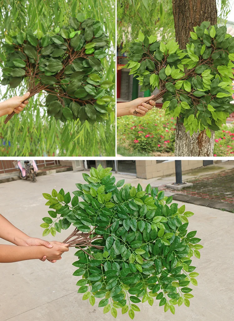 DREA Artificial Oak Tree Leaf Stems Real Touch Oak Tree Branches Green Plant maple leaves for Greenery Wall Floral Decoration