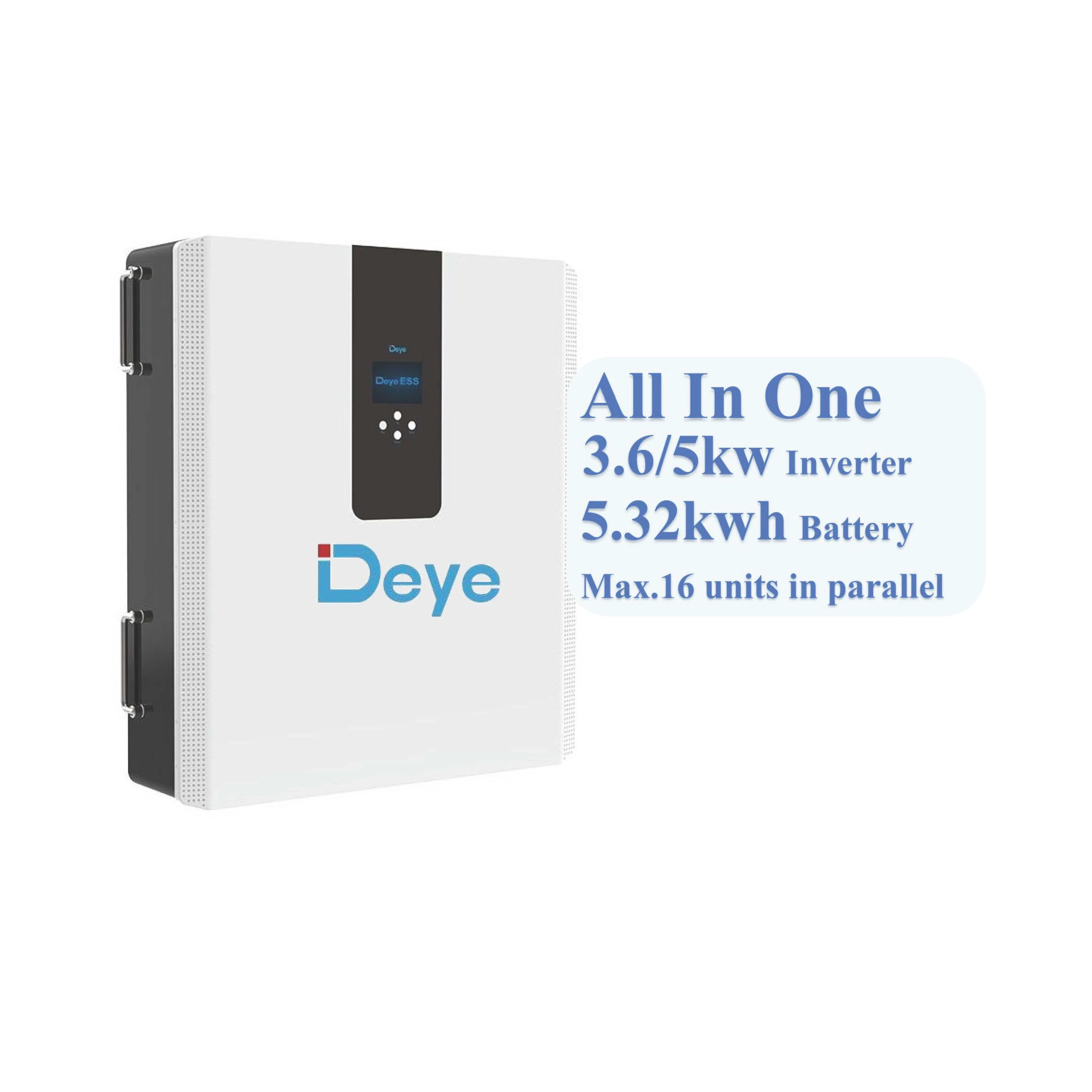 2024 New Deye RW-F5.3-2H3 Wall Mounted 5.3kWh Low Voltage LiFePO4 Battery Home ESS All in One Inverter and Lithium Battery Set