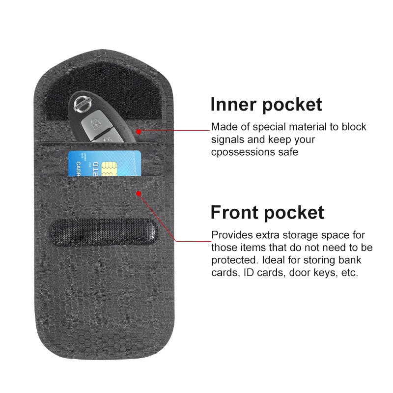 Anti-theft Two Pocket Waterproof Faraday Bag Key Fob High Quality Signal Blocker Car Key Pouch