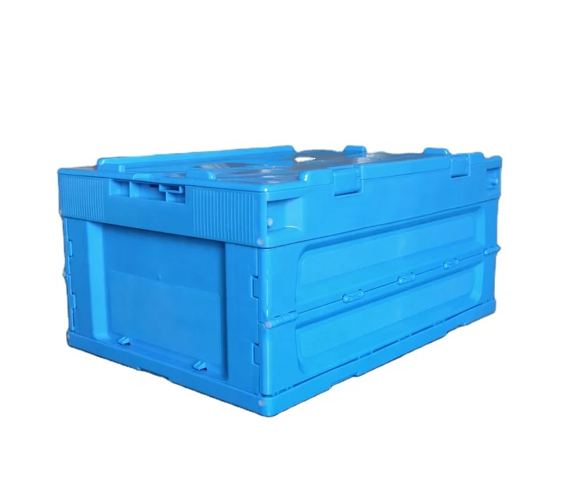 factory wholesale 36 L hard plastic folding feature collapsible moving box plastic storage box with attached lid