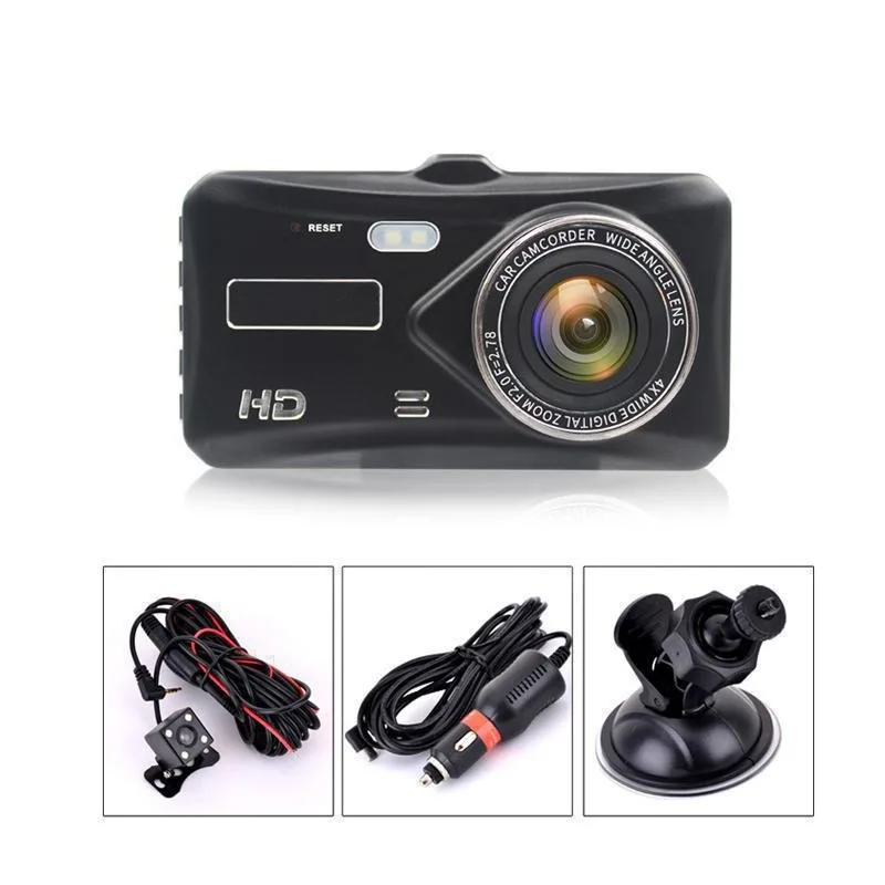 4 inch touch screen Dashcam 1080P HD dual lens car front and rear dual recording Car camera