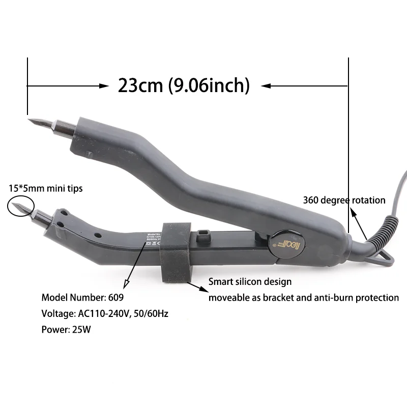 Keratin Hair Extension Iron Mini Flat Tip 220 Degree Temperature Adjustable Salon Hair Connector Iron