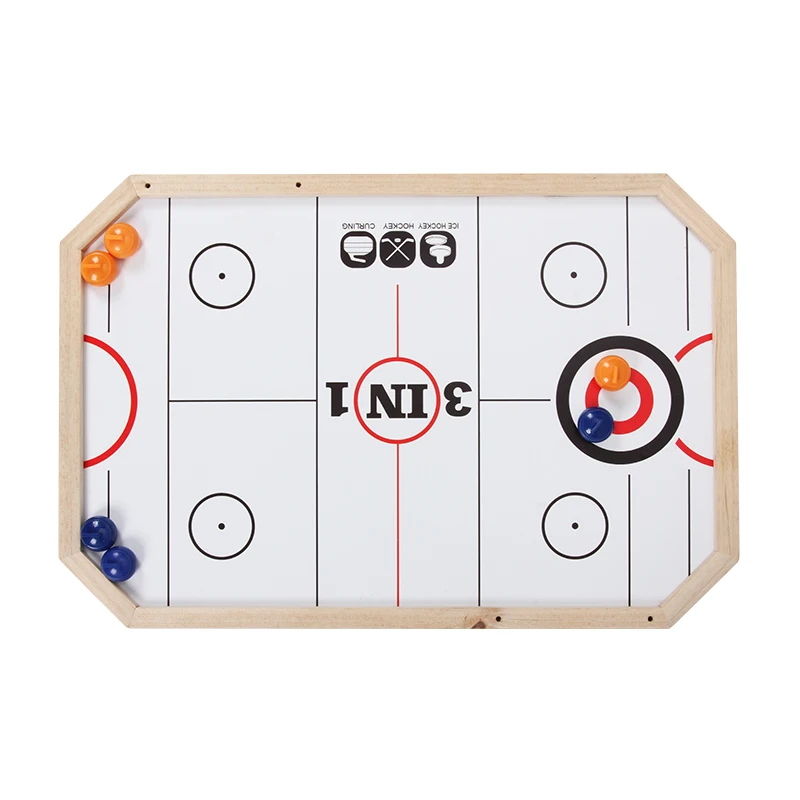 Huangguan 20 Inch 5 in 1 Solid Wood Game Board Include Floorball  Hockey Backgammon Bouncing Chess Curling For Toys Gifts