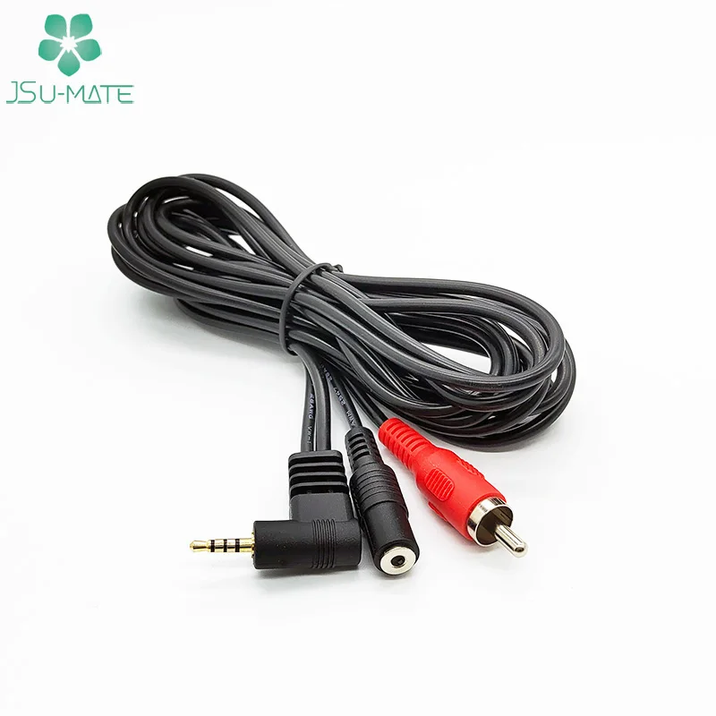 Gold Plating 90 Angle 2.5mm TRRS Male To Mono Female Plug RCA Cable High Quality Y Stereo Cable Mono Cable