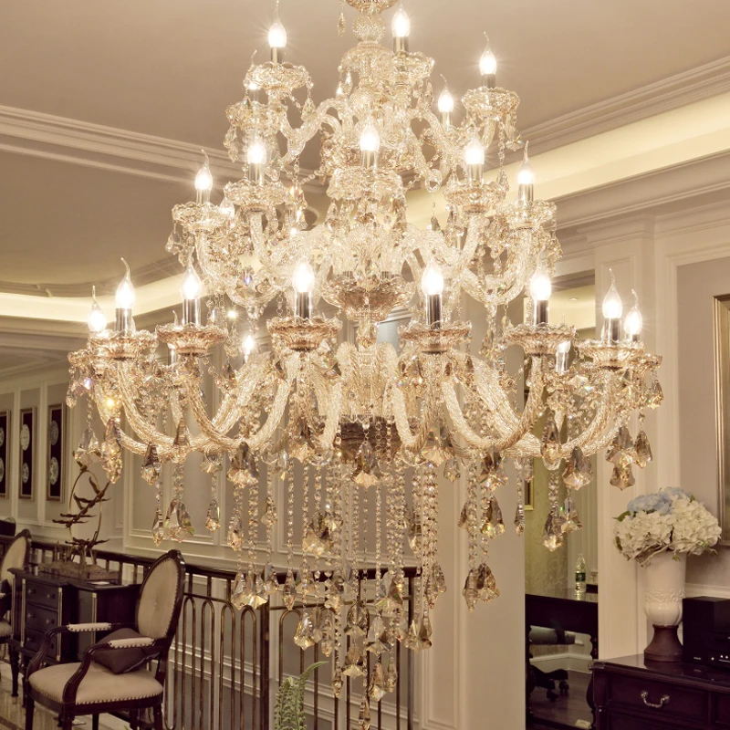 China Wholesale Stairway Clubhouse Custom Project Luxury Crystal Led Chandelier Lamp