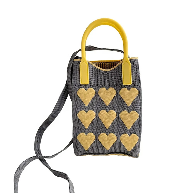 New Factory Fashion Knitted Bag Cell Phone Bags Knitted Tote Bag Custom Various Design Striped Crossbody Crochet Knit for Women