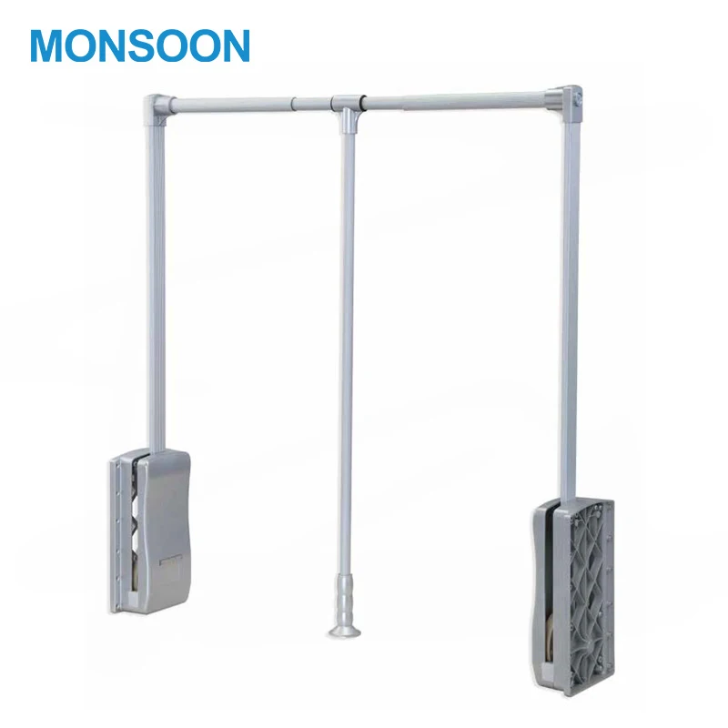 Furniture Hardware Clothes Hangers Pull Down Closet Rod Holder Wardrobe Space Organizer With Soft Slosing Wardrobe Lift