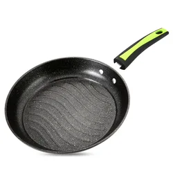 Wideny Home Kitchen 24cm Non Stick Metal Cast Iron Egg Frying Pan with Induction Bottom Black