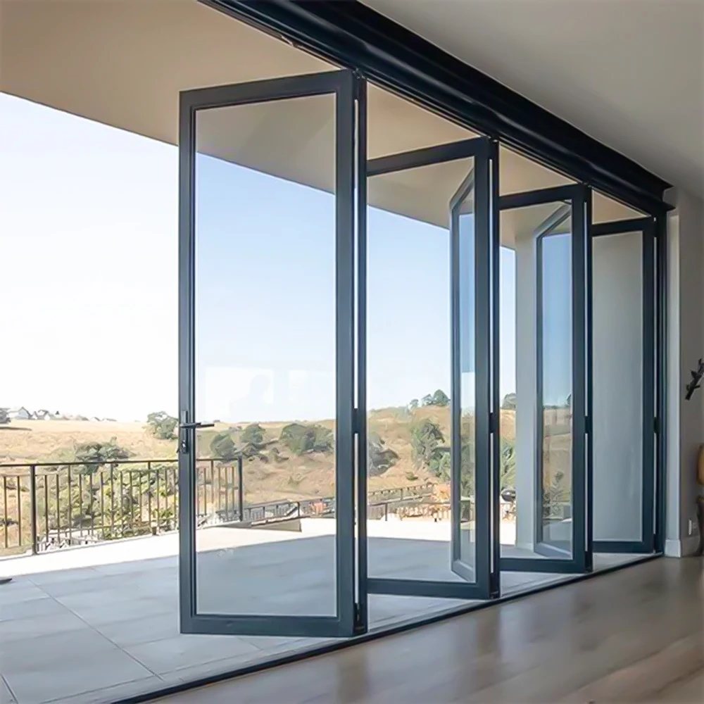 Landsharp Patio Double Glass Exterior Accordion Folding Door Residential Aluminium Bifold Doors
